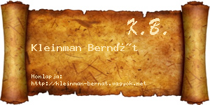 Kleinman Bernát névjegykártya